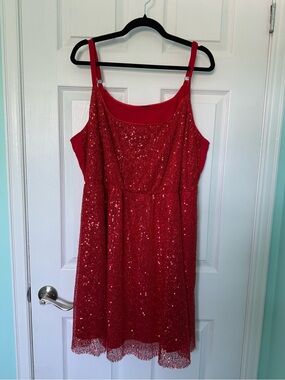 Torrid Red Sequin Slip Dress - Sparkle Mini - Size 3 (22-24)